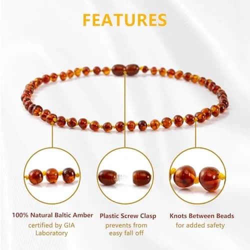 Cici's Story Baltic Amber Necklace 14 Inch Cognac | Certified Authentic Amber for Babies & Adults thumbnail 3
