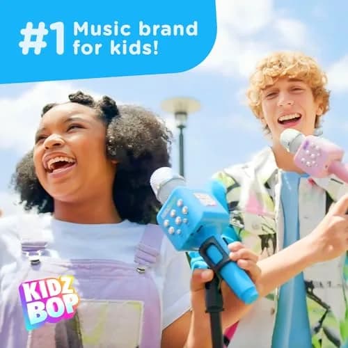 Move2Play Kidz Bop Bluetooth Karaoke Microphone | Musical Instrument Toy for Kids Ages 3-8+ Years Old | Blue thumbnail 2