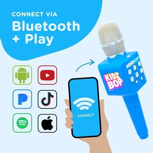 Move2Play Kidz Bop Bluetooth Karaoke Microphone | Musical Instrument Toy for Kids Ages 3-8+ Years Old | Blue thumbnail 3