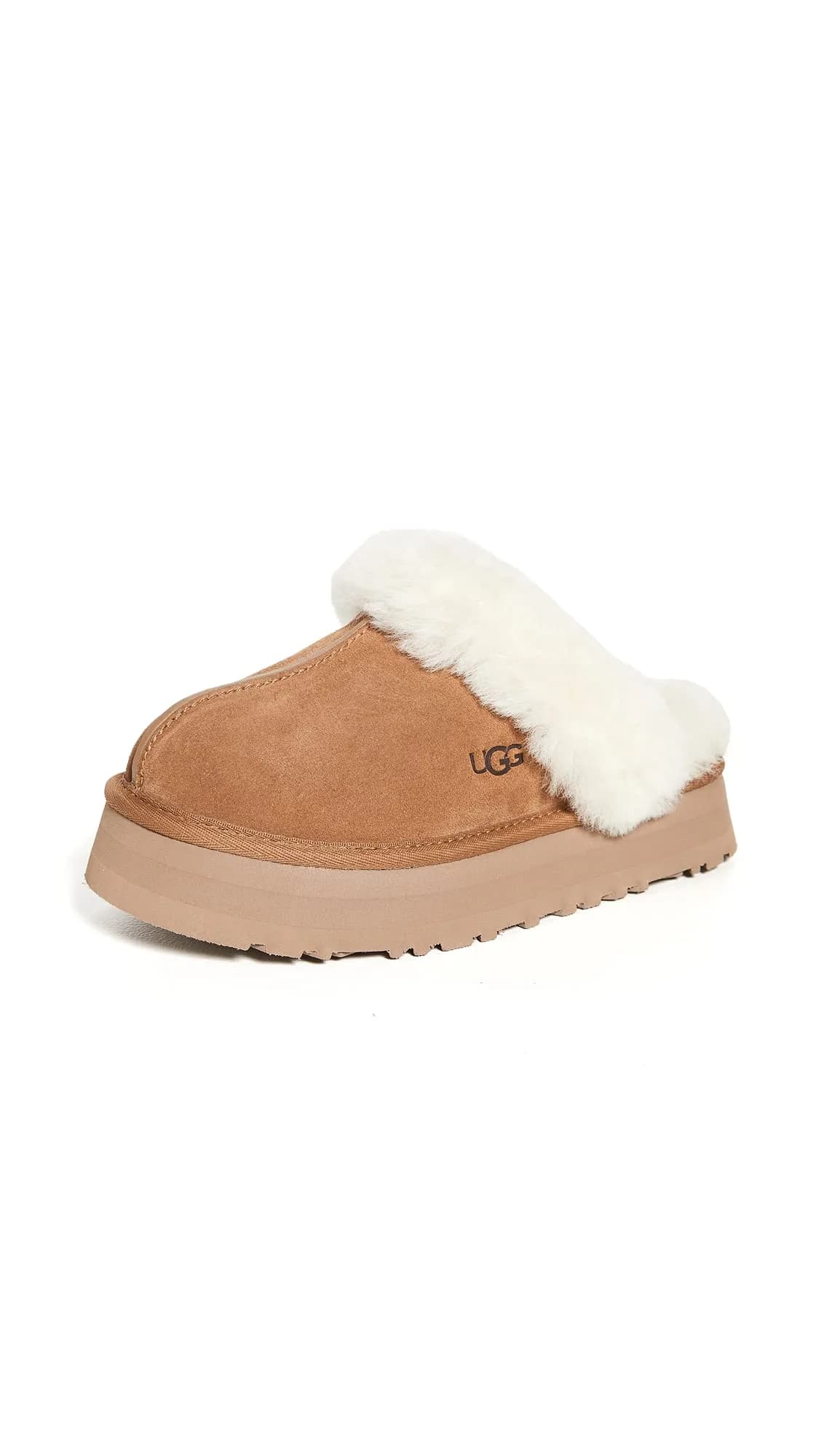 UGG Disquette Slipper Chestnut 9 | Retro Platform Sheepskin & Suede Comfort - main product image