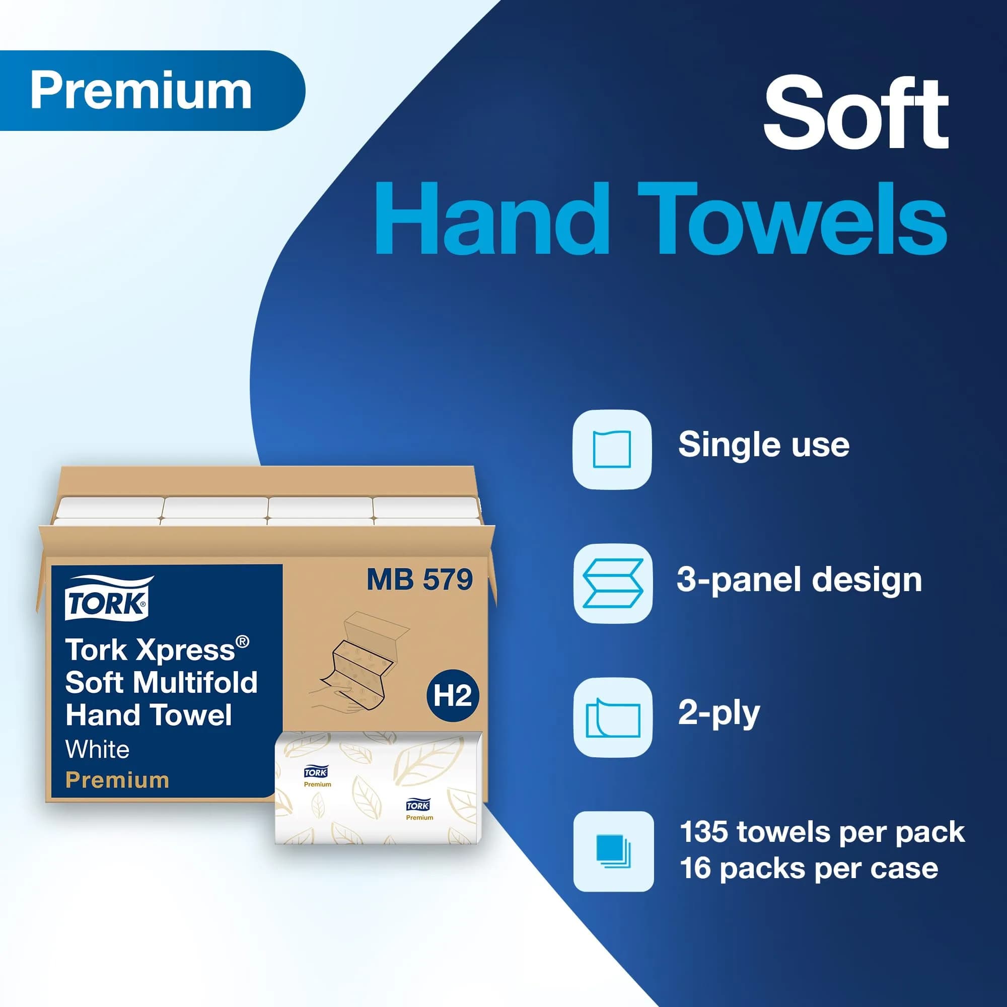 Tork Xpress Soft Multifold Paper Hand Towels White, 2-Ply, 2160 Sheets | USA Imported Bulk Pack - view 2