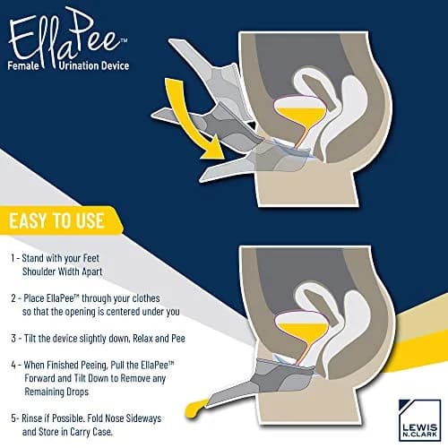 Lewis N. Clark EllaPee Female Urination Device, Reusable + Portable Bathroom, Gray | Medical Grade Silicone, Hiking & Camping Essential thumbnail 3
