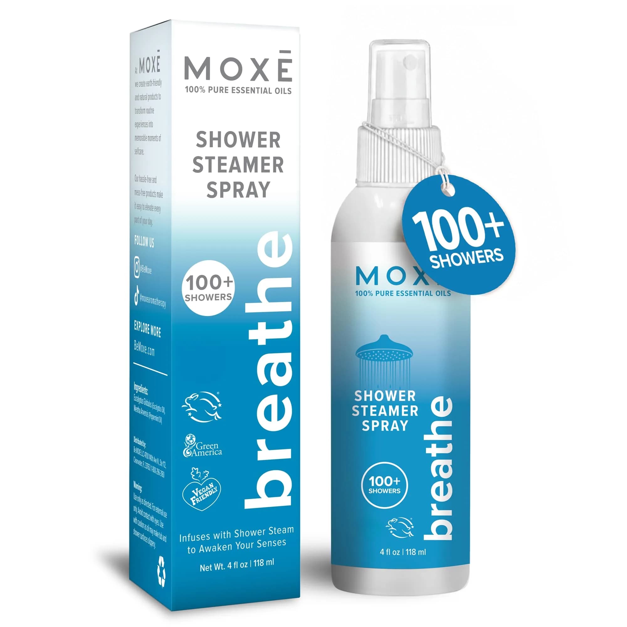 MOXE Breathe Shower Steamer Spray for Congestion & Sinus Relief | Aromatherapy, 4oz - main product image