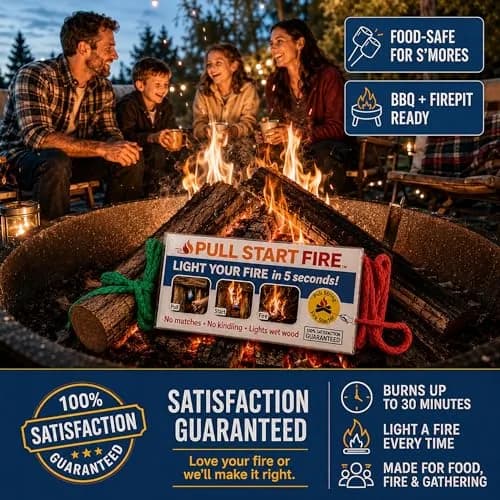 Pull Start Fire Starter, Pull String, No Matches, Lights Wet Wood, 12 Count | Reliable Waterproof Fire Ignition thumbnail 5