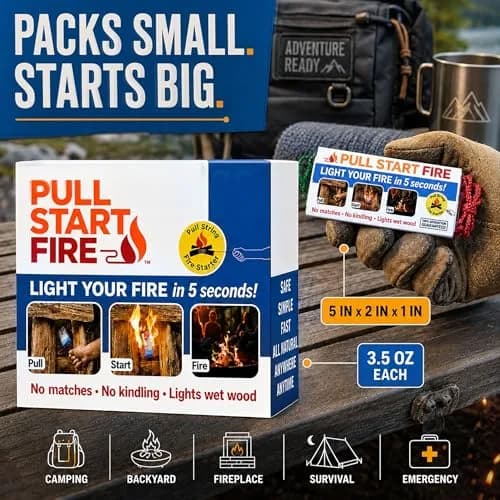 Pull Start Fire Starter, Pull String, No Matches, Lights Wet Wood, 12 Count | Reliable Waterproof Fire Ignition thumbnail 6
