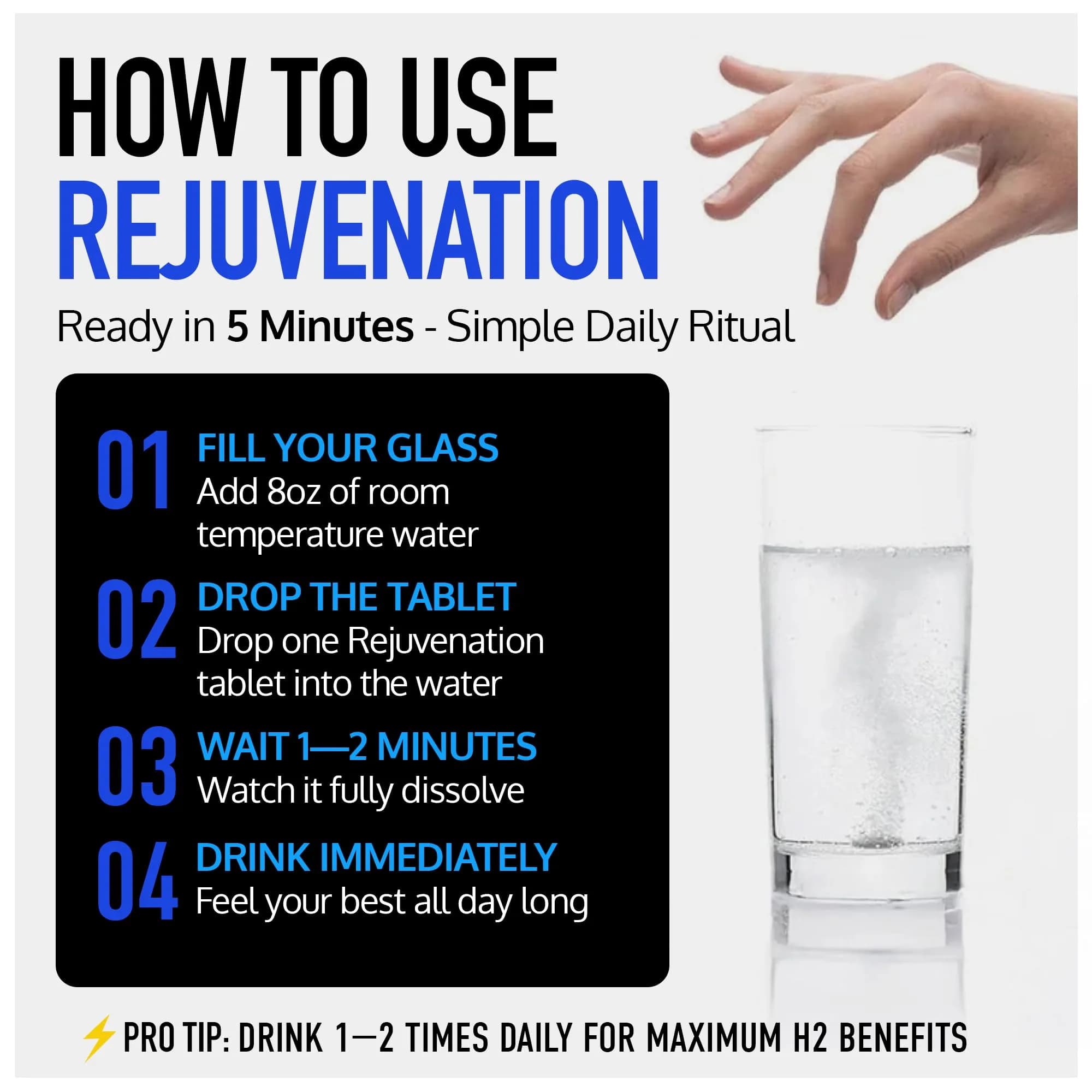 DRINK HRW Rejuvenation Molecular Hydrogen Water Tablets Raspberry 60 Count | 12.4 PPM Hydrogen + Magnesium, Supports Energy, Recovery + Cognitive Function, Patented, USA Made, IHSA Certified - view 8
