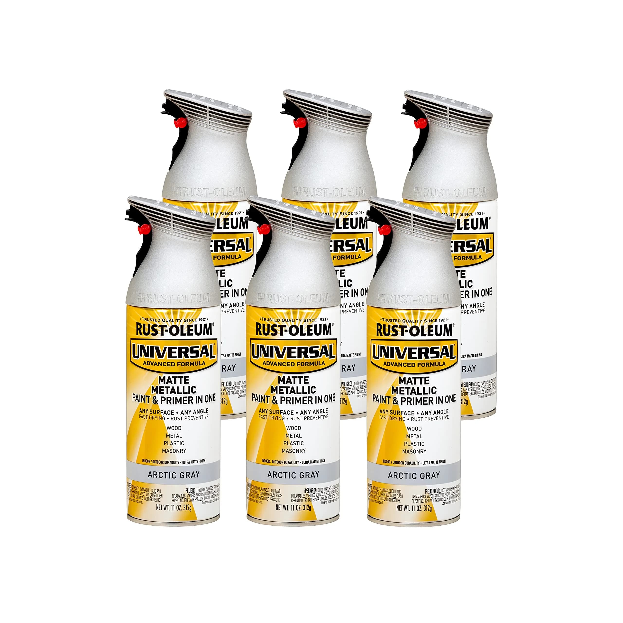 Rust-Oleum Universal All Surface Matte Arctic Gray Metallic Spray Paint, 11 oz (Pack of 6) - main product image