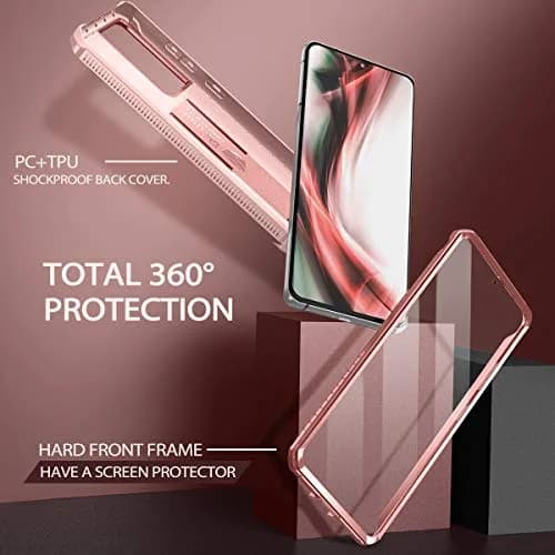 Dexnor Galaxy S21 Ultra Case with Screen Protector & Kickstand | Heavy Duty Shockproof Cover in Rose Gold thumbnail 3