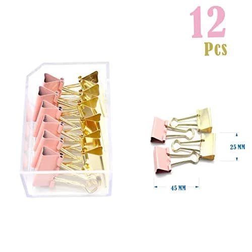 PTSGCAI Gold Pink Paper Clip Clamp Set (3-in-1) | Office & School Supplies for Teachers & Students thumbnail 2