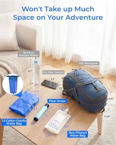 Waterdrop Gravity Water Filter Straw with 1.5 Gal Bag | Filters 1400 Gallons thumbnail 7