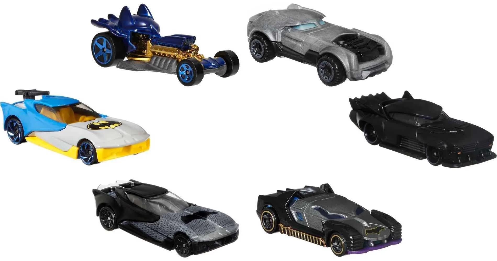 Hot Wheels Toy Cars 6-Pack | Batman Character Vehicles in 1:64 Scale, Inspired by Various Characters — Multicolor