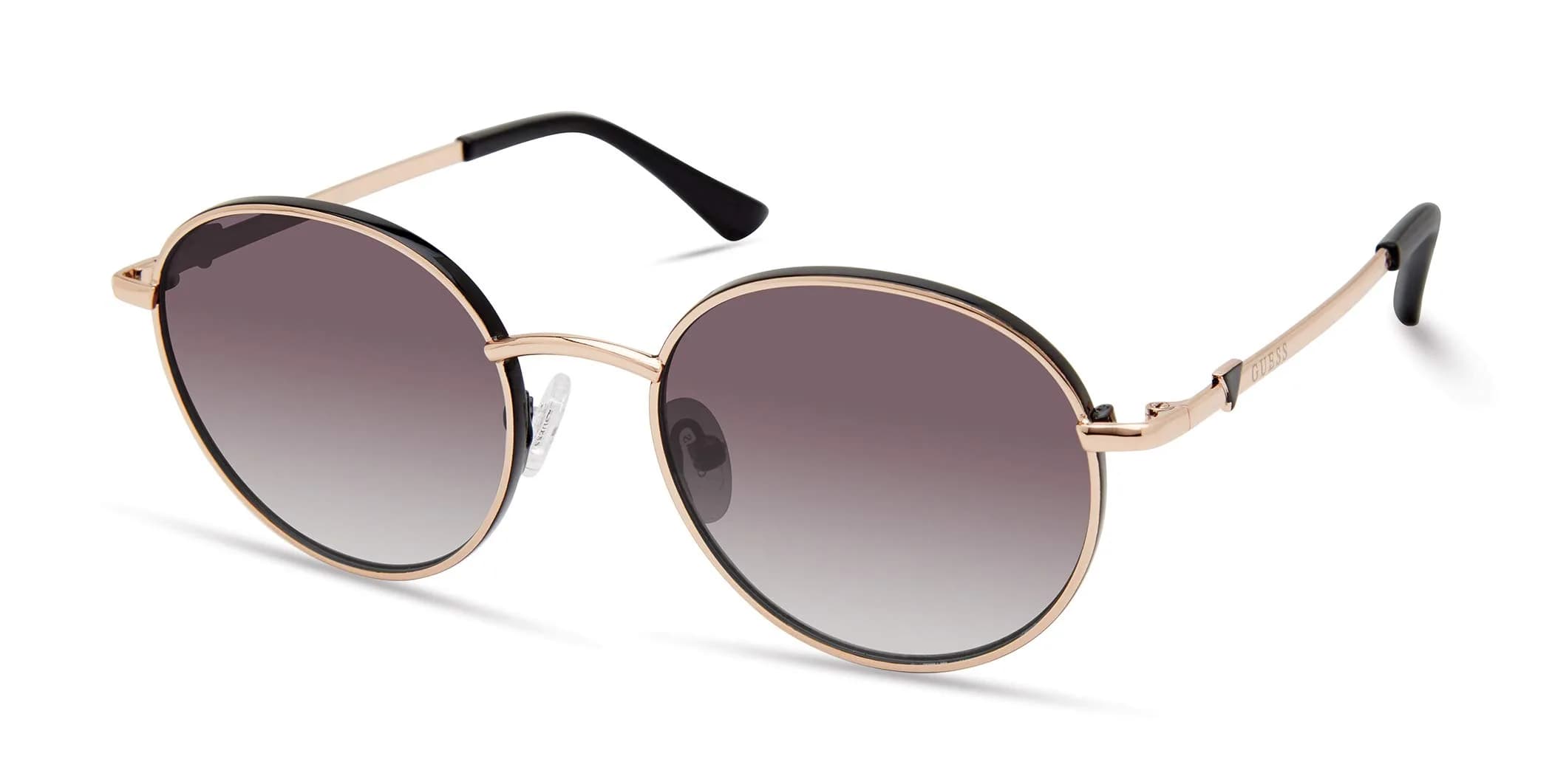GUESS Women's Round Sunglasses Gold Mirrored Metal Frame | Trendy UV400 Protection (145mm arm) — Gold/Smoke Mirror