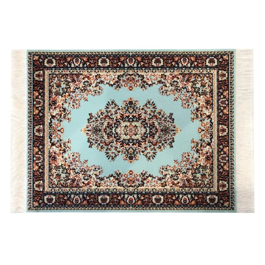Inusitus Boho Rug Mousepad Small 18cm (7") x 25cm (10") | Vintage Oriental Design for Home Office — Turquoise