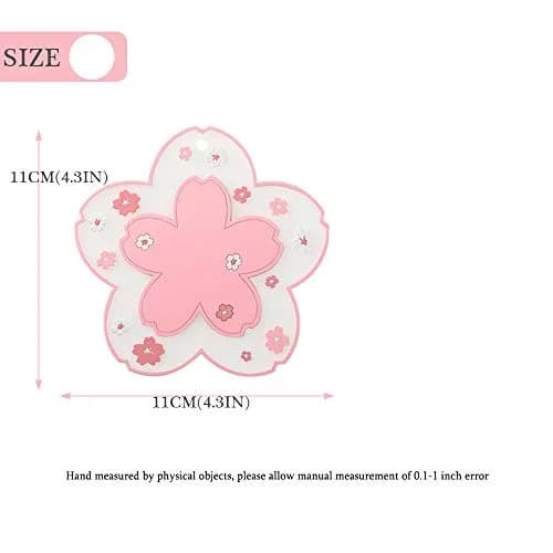 Binoster Cherry Blossom Coaster Set 2PCS 11cm (4.2") | Cute PVC Anti-Skid Drink Table Decor thumbnail 4