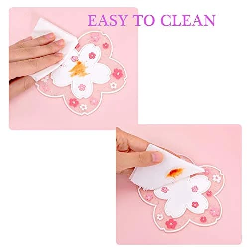 Binoster Cherry Blossom Coaster Set 2PCS 11cm (4.2") | Cute PVC Anti-Skid Drink Table Decor thumbnail 2