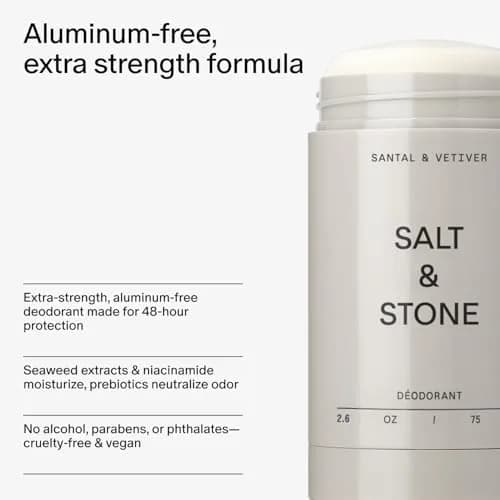 Salt & Stone Aluminum-Free Deodorant, Santal & Vetiver 77g (2.6 oz) | Award-Winning Formula with Prebiotics & Seaweed Extracts thumbnail 5