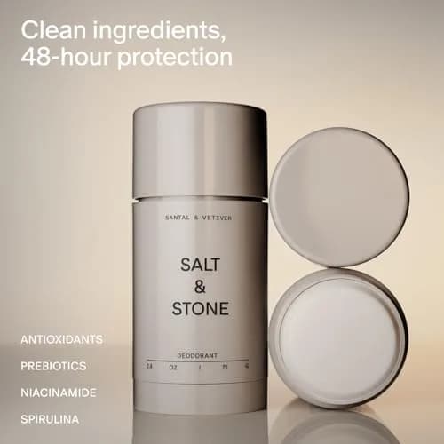 Salt & Stone Aluminum-Free Deodorant, Santal & Vetiver 77g (2.6 oz) | Award-Winning Formula with Prebiotics & Seaweed Extracts thumbnail 2