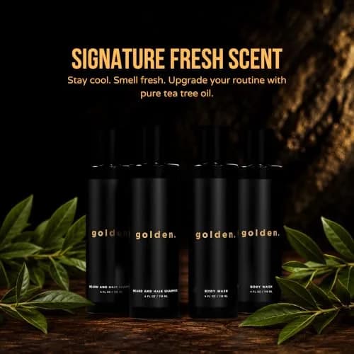 Golden Grooming Co. 3-in-1 Men’s Body Wash, Shampoo & Beard Wash – Hydrating Full Body Cleanser for All Skin Types – Fresh Tea Tree Scent – Naturally Derived Formula – 4-Pack Value Bundle thumbnail 8
