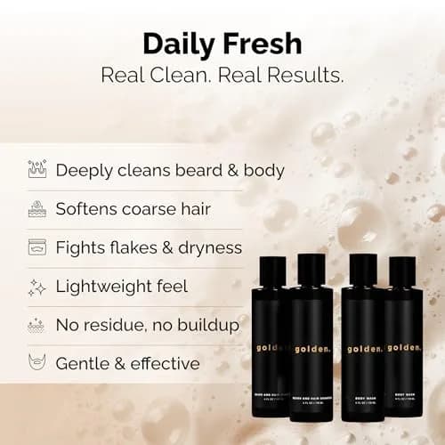 Golden Grooming Co. 3-in-1 Men’s Body Wash, Shampoo & Beard Wash – Hydrating Full Body Cleanser for All Skin Types – Fresh Tea Tree Scent – Naturally Derived Formula – 4-Pack Value Bundle thumbnail 2