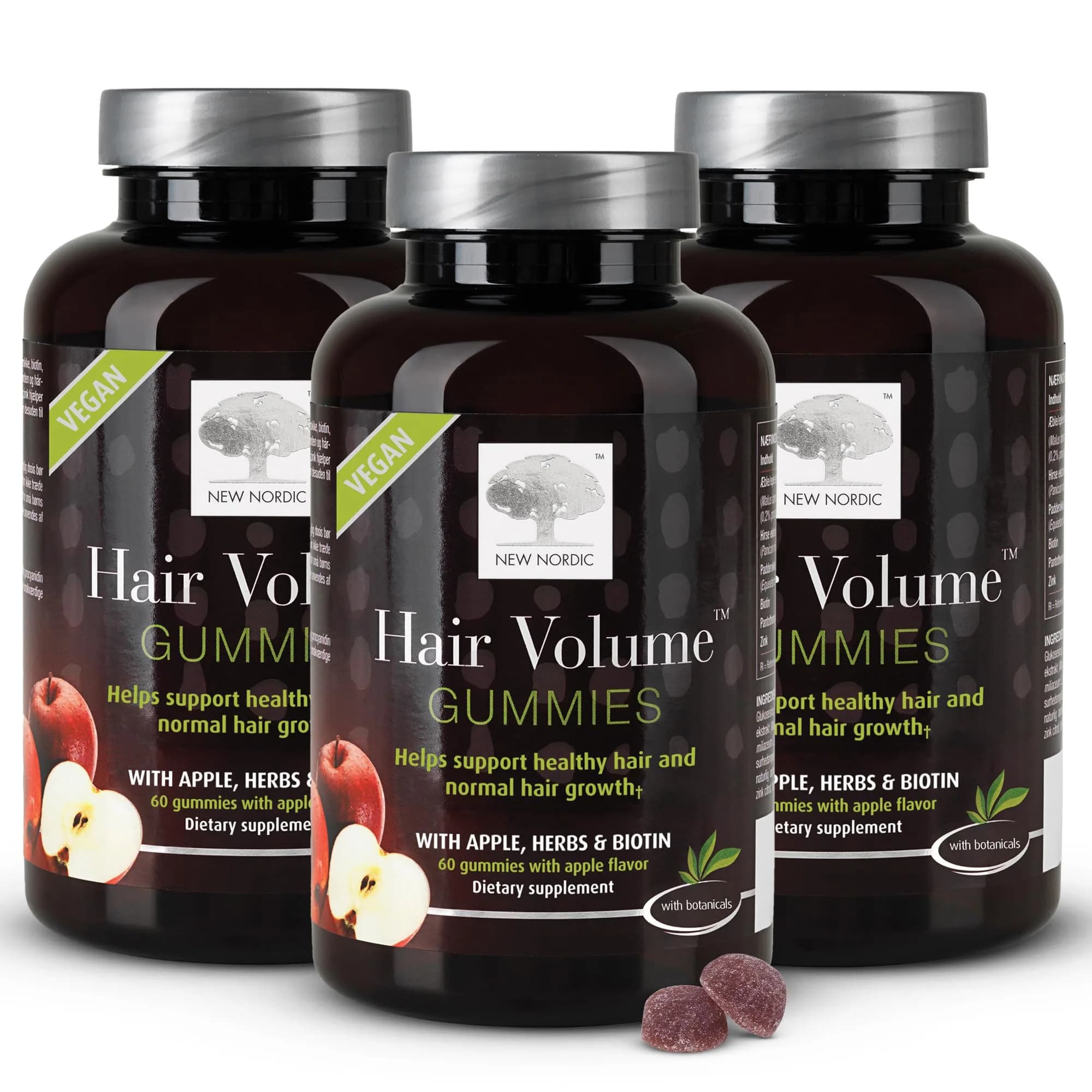 NEW NORDIC Hair Volume Daily Biotin Support Gummies 60 Count (Pack of 3) · Delicious vegan biotin gummies for hair growth — Gummy