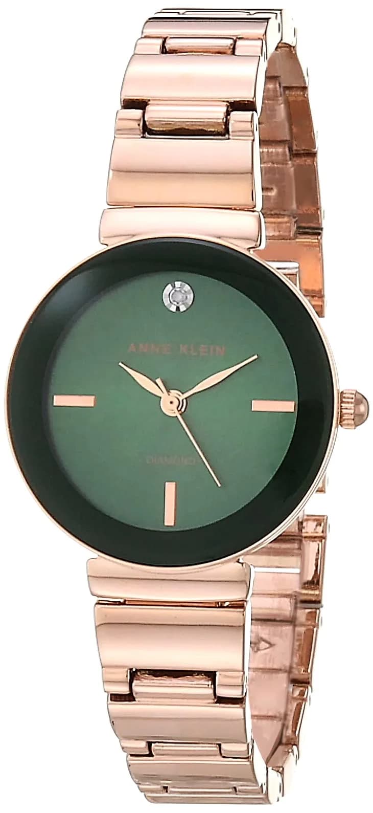 Anne Klein Women's Genuine Diamond Dial Bracelet Watch | Rose Gold/Green | 28mm — Rose Gold/Green