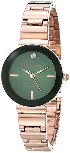 Anne Klein Women's Genuine Diamond Dial Bracelet Watch | Rose Gold/Green | 28mm thumbnail 1