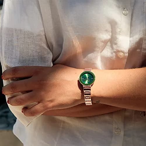 Anne Klein Women's Genuine Diamond Dial Bracelet Watch | Rose Gold/Green | 28mm thumbnail 3