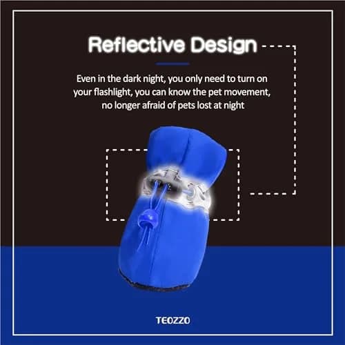 TEOZZO Dog Shoes & Paw Protector Size 6 | Non-Slip Winter Dog Booties with Reflective Straps (Blue, 1.96" Width) thumbnail 5