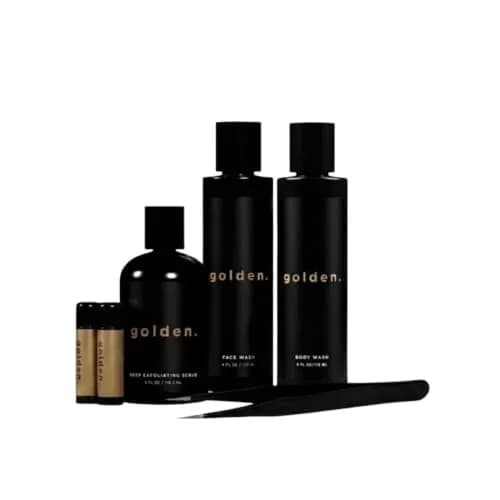Golden Grooming Co. Essential Skincare Set for Men | Complete Face & Body Care Kit with Face Wash, Exfoliating Scrub, Body Wash, Tweezers & Lip Balms thumbnail 1