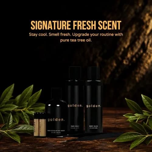 Golden Grooming Co. Essential Skincare Set for Men | Complete Face & Body Care Kit with Face Wash, Exfoliating Scrub, Body Wash, Tweezers & Lip Balms thumbnail 8