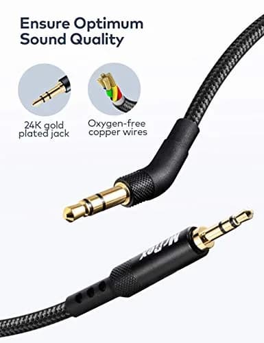 Mr Rex 2.5mm to 3.5mm Audio Cable 5m (16.5ft) | Nylon Braided Aux Cord for Bose QC Headphones & JBL Headsets thumbnail 3