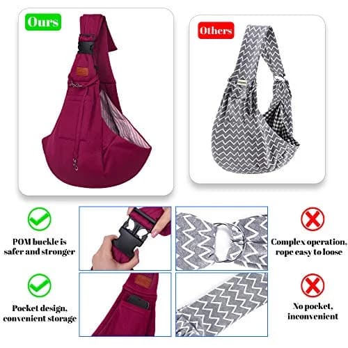 FDJASGY Small Dog Sling Carrier Fuchsia | Hands-Free Adjustable Pet Travel Bag for Small Dogs & Puppies (12 lbs Max) thumbnail 5