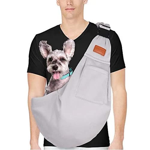 FDJASGY Small Dog Sling Carrier Grey | Hands-Free Pet Travel Bag Backpack 30cm (12in) | Breathable Mesh for Small Dogs & Puppies thumbnail 2