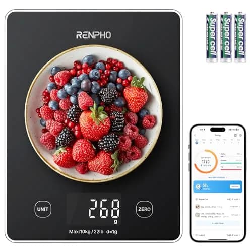 RENPHO Smart Food Scale with Nutritional Calculator, Bluetooth App, Black | Accurate Kitchen & Nutrition Tracking thumbnail 1