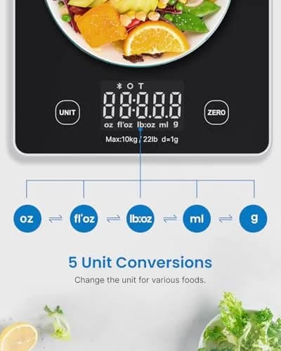 RENPHO Smart Food Scale with Nutritional Calculator, Bluetooth App, Black | Accurate Kitchen & Nutrition Tracking thumbnail 6