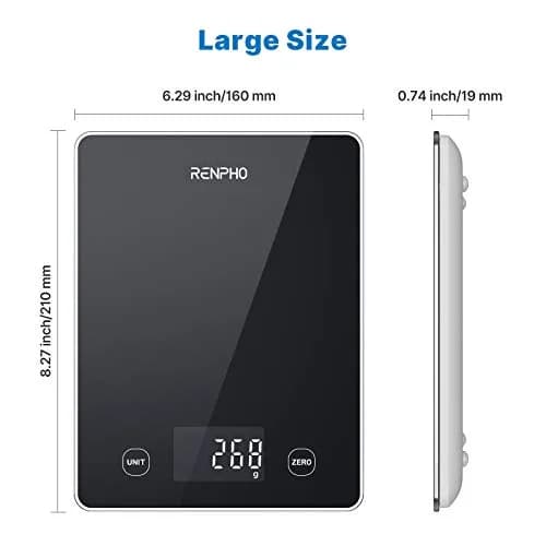 RENPHO Smart Food Scale with Nutritional Calculator, Bluetooth App, Black | Accurate Kitchen & Nutrition Tracking thumbnail 9