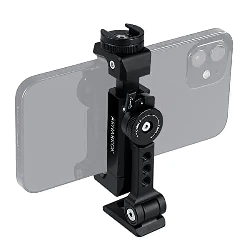 ARNARKOK Metal Phone Tripod Mount with Rotatable Cold Shoe | 360° Swivel & Tilt, Aluminum Body for Vlogging & Live Streaming thumbnail 1
