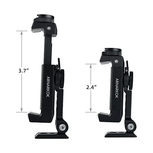 ARNARKOK Metal Phone Tripod Mount with Rotatable Cold Shoe | 360° Swivel & Tilt, Aluminum Body for Vlogging & Live Streaming thumbnail 3