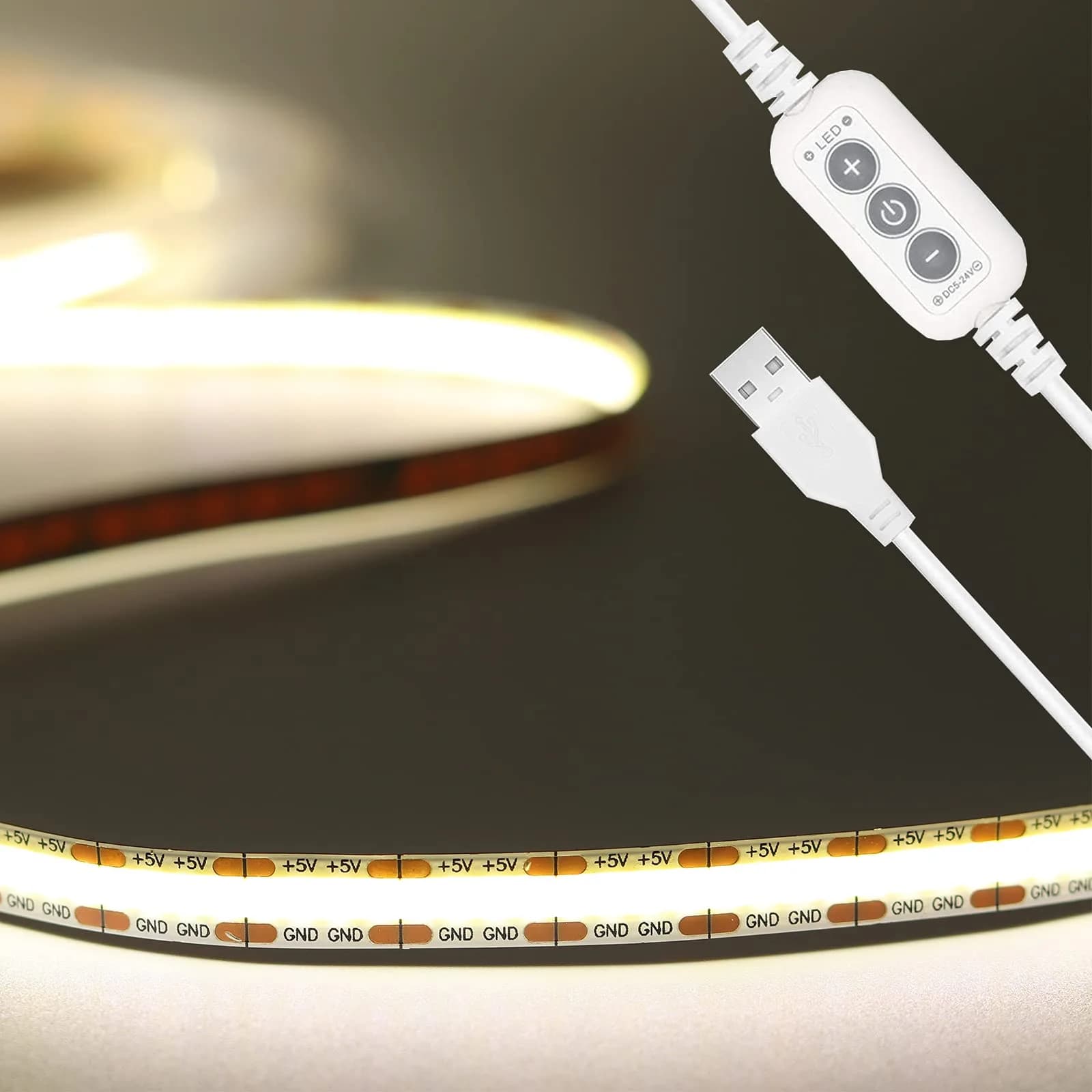 PAUTIX COB LED Strip Light 2m (6.56ft) 640 LEDs 4000K Natural White | Dimmable USB Powered Tape Light for TV Backlight & Home DIY - main product image