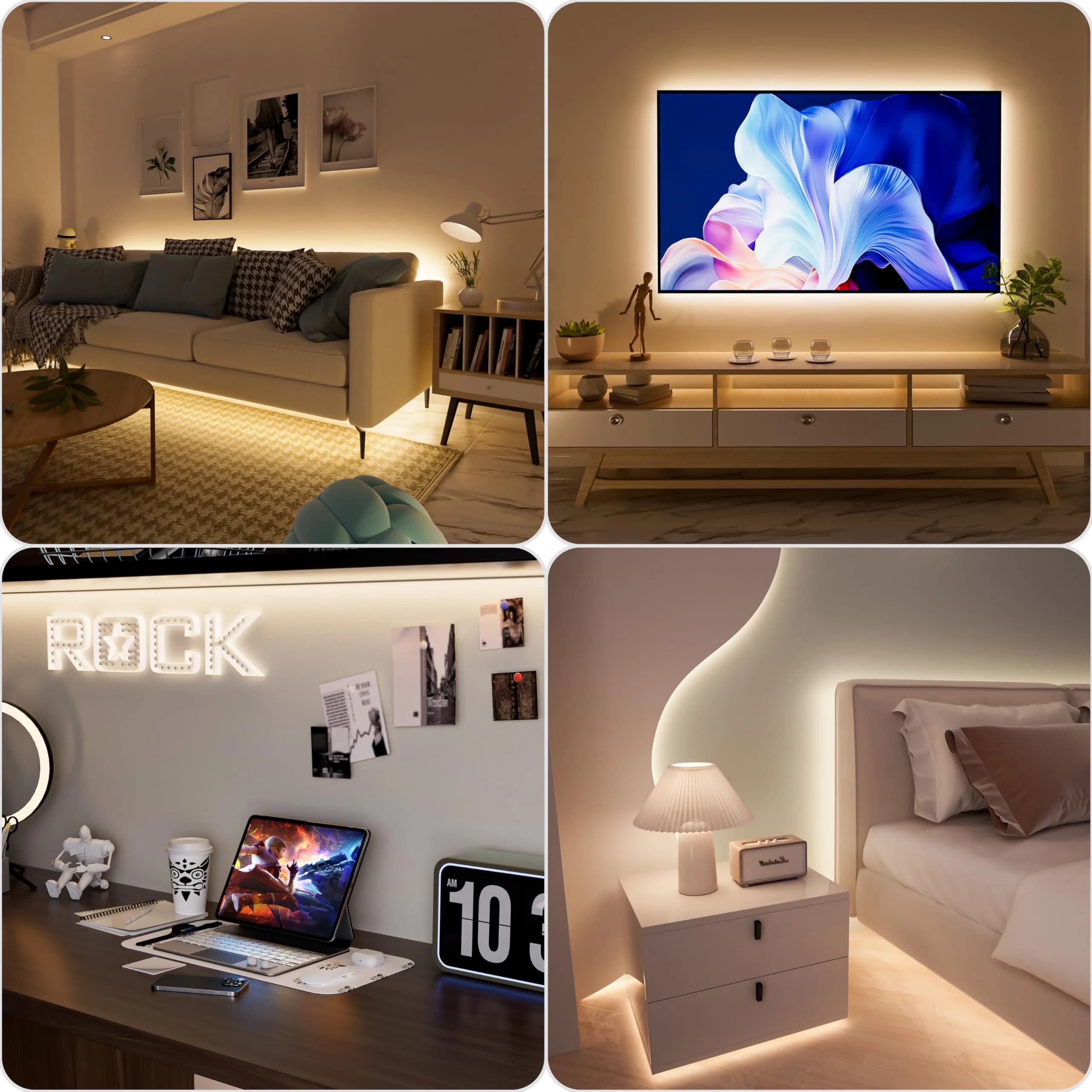 PAUTIX COB LED Strip Light 2m (6.56ft) 640 LEDs 4000K Natural White | Dimmable USB Powered Tape Light for TV Backlight & Home DIY - view 7