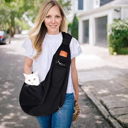 FDJASGY Small Dog Sling Carrier 56cm (22in) | Hands-Free Breathable Mesh for Travel thumbnail 8