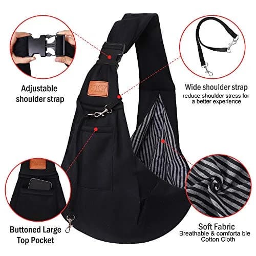 FDJASGY Small Dog Sling Carrier 56cm (22in) | Hands-Free Breathable Mesh for Travel thumbnail 3
