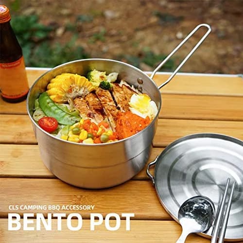 Denpetec 1.5L Stainless Steel Camping Pot with Lid & Folding Handle | Durable Outdoor Cookware (70-120 chars) thumbnail 4