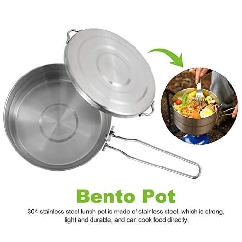 Denpetec 1.5L Stainless Steel Camping Pot with Lid & Folding Handle | Durable Outdoor Cookware (70-120 chars) thumbnail 7