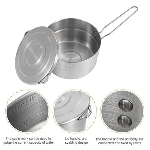 Denpetec 1.5L Stainless Steel Camping Pot with Lid & Folding Handle | Durable Outdoor Cookware (70-120 chars) thumbnail 8