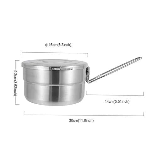Denpetec 1.5L Stainless Steel Camping Pot with Lid & Folding Handle | Durable Outdoor Cookware (70-120 chars) thumbnail 9