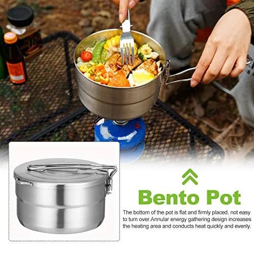 Denpetec 1.5L Stainless Steel Camping Pot with Lid & Folding Handle | Durable Outdoor Cookware (70-120 chars) thumbnail 3