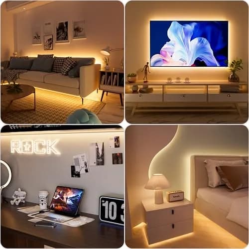 PAUTIX COB LED Strip Lights 2M (6.56ft) Warm White | Dotless Super Bright Dimmable USB Powered for TV Backlight, Under Cabinet, Bedroom, Kitchen Lighting thumbnail 6