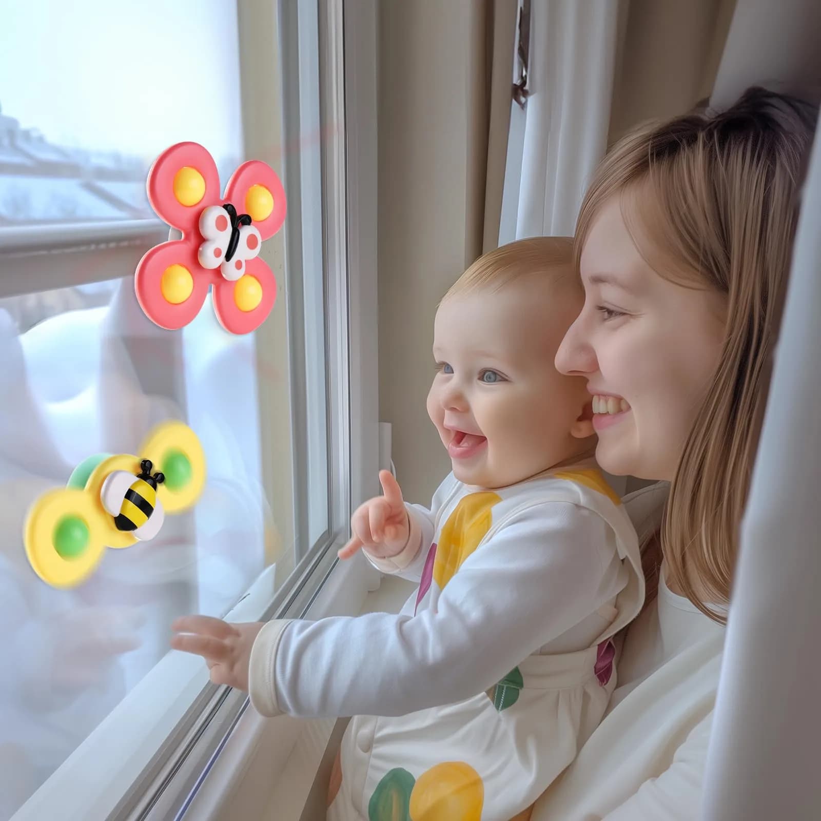 ALASOU Suction Cup Spinner Airplane Travel Toys 3-Pack | Engaging Play for Babies 12+ Months - view 2