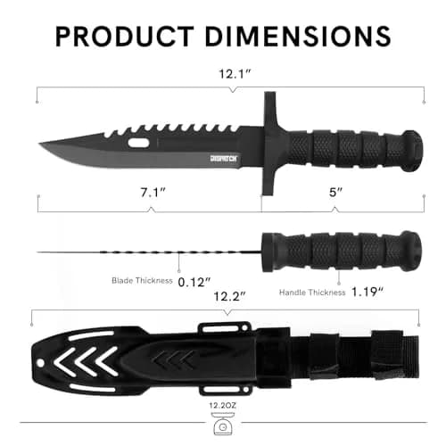 Dispatch Fixed Blade Hunting Knife with Sheath, 12-inch | Tactical Bowie Knife for Bushcraft & Camping thumbnail 2